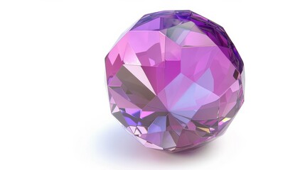 3D Render of a shimmering purple crystal orb, on isolated white background, Generative AI. Jewelry isolated on white. Photo realistic photo.