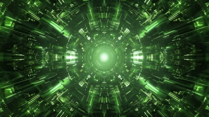 Obraz premium Symmetrical green abstract composition with detailed artistry and realistic lighting