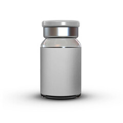 Realistic Glass Bottle 3D Render Mockup Transparent glass ampule for vaccine injections mockup. on white background. Can be use for medicine, cosmetic 3D rendering 3D illustration