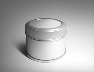 empty aluminium can cosmetic, lotion packaging on a white background Metal cans 3D rendering 3D illustration