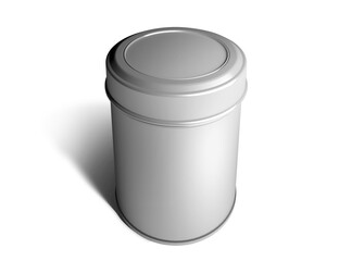 empty aluminium can cosmetic, lotion packaging on a white background Metal cans 3D rendering 3D illustration