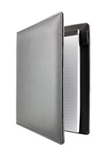 Black color leather fabric hardcover notebook isolated on white background