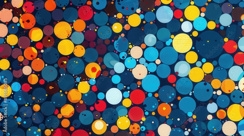 Poster a digital abstract background featuring a pattern of multi-colored circles in various sizes