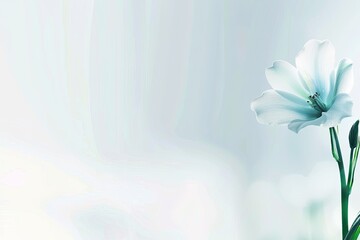 Subtle watercolor illustration of a bluebell flower, with soft blue hues and green stems, against a light background with ample copyspace,