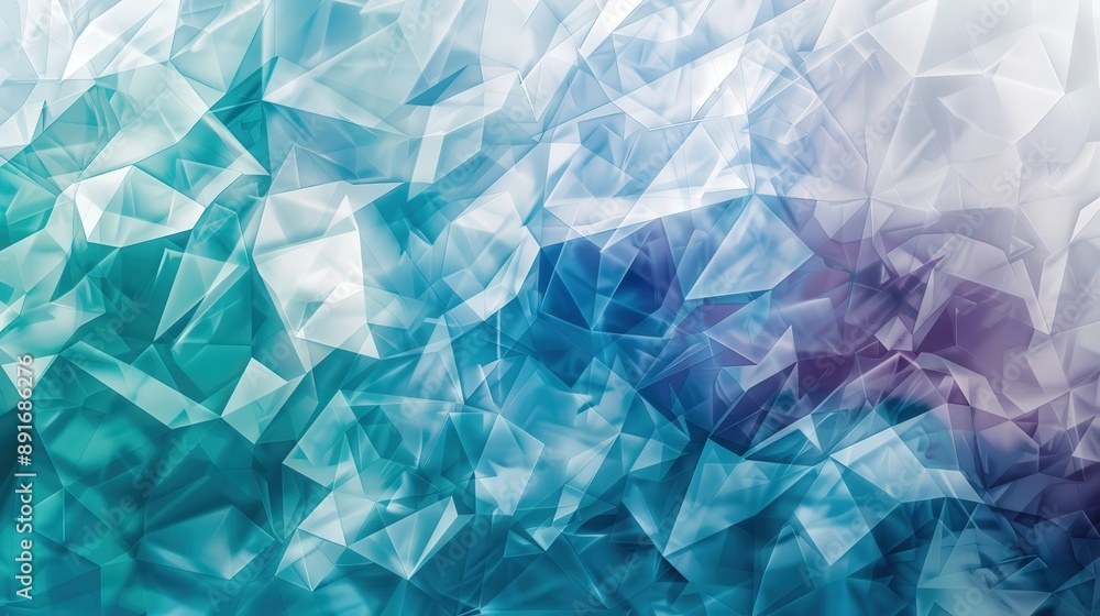 Poster cool blue and purple abstract polygons form a layered and dynamic composition, inspiring a sense of 