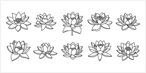 Lotus flower doodle icon isolated. Sketch vector illustration