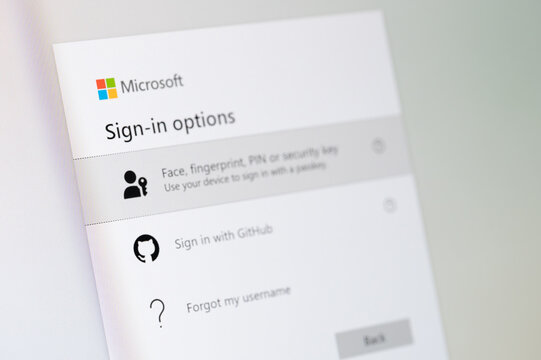 Microsoft account sign in options