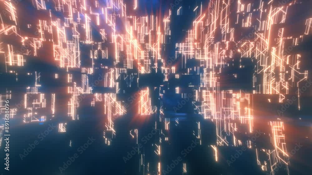 Poster abstract glowing energy futuristic yellw hi-tech abstract background made of lines and computer stri