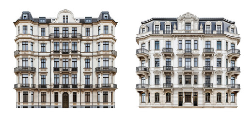 Fototapeta premium old style apartment building isolated on transparent or white background