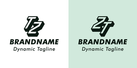 Letters TZ and ZT 3D Monogram Logo, Suitable for business with ZT or TZ initials