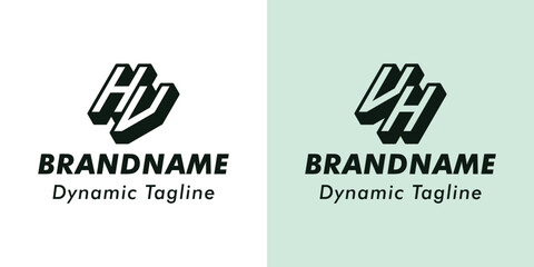 Obraz premium Letters HV and VH 3D Monogram Logo, Suitable for business with VH or HV initials