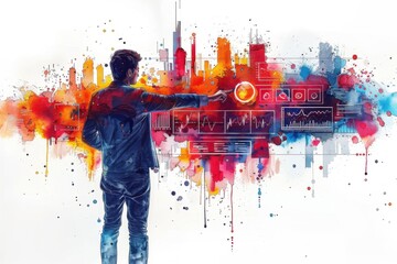 Business professional presenting data charts