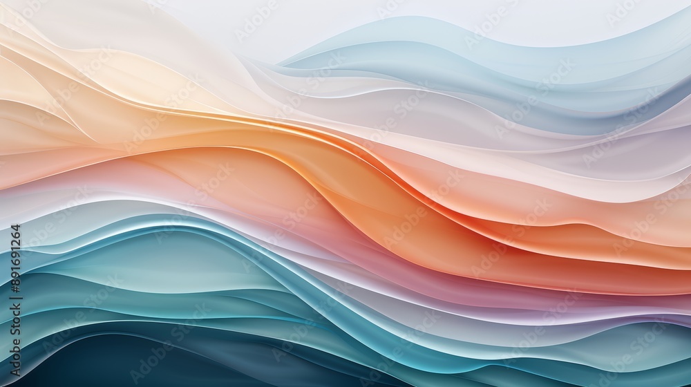 Poster a colorful abstract background with layered, semi-transparent waves creating a sense of depth, high-