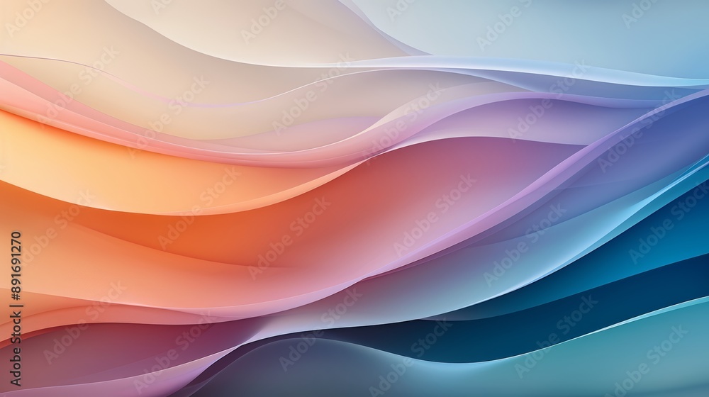 Aufkleber a colorful abstract background with layered, semi-transparent waves creating a sense of depth, high-