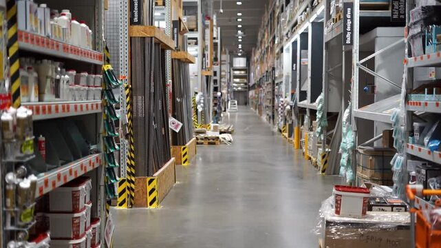 Warehouse of construction materials goods