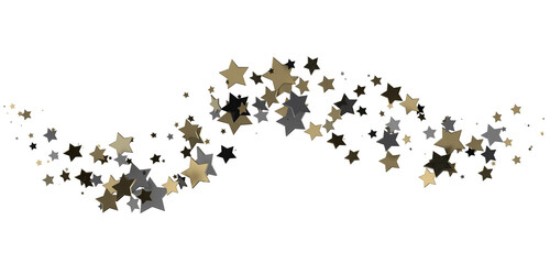 A wave of golden stars on a black background