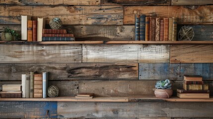 Crafting a Rustic Bookshelf from Wooden Pallet: DIY Home Decor Project with Books and Vintage Items