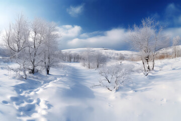 Obraz premium generated illustration of winter forest covered with snow