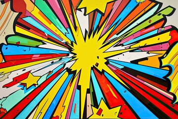 Fototapeta premium comic book explosion, bold lines, bright colors