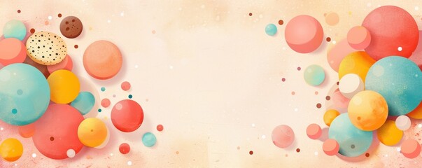 A vibrant assortment of colorful abstract circles on a soft pastel background, creating a playful and artistic visual.