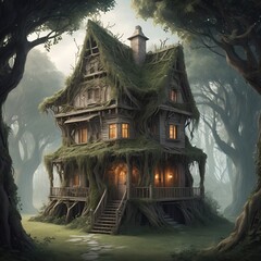 Obraz premium haunted house in forest