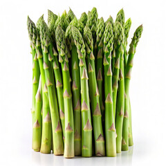 Bunch of Fresh Green Asparagus on White Background