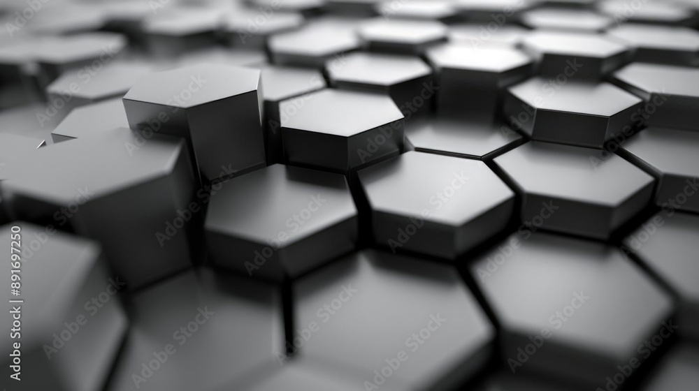 Poster abstract background of gray hexagons, creating a sleek and modern screensaver for pc.