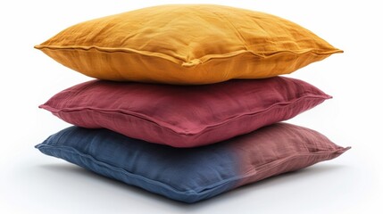 Soft, solid-colored pillows in bold hues, isolated on white 