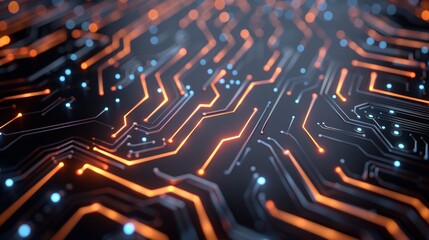 Obraz premium A futuristic abstract background with glowing, circuit-like patterns in blue and green, high-resolution photo, realistic photo, cinematography, hyper realistic