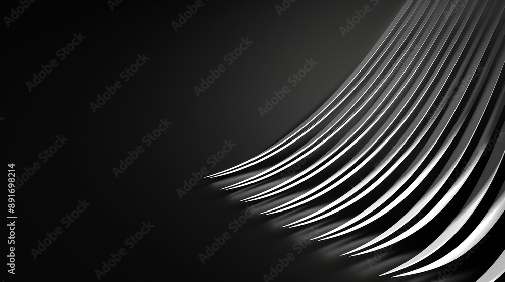 Poster a minimalistic abstract background with thin, white lines on a solid black background, high-resoluti