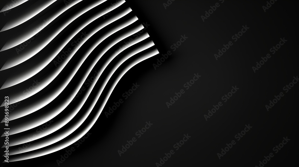 Poster a minimalistic abstract background with thin, white lines on a solid black background, high-resoluti