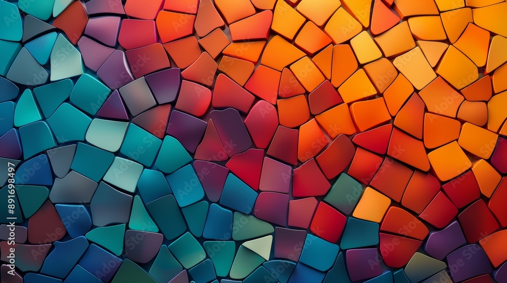 Aufkleber a vibrant abstract background with a mosaic of small, colorful tiles creating a complex pattern, hig