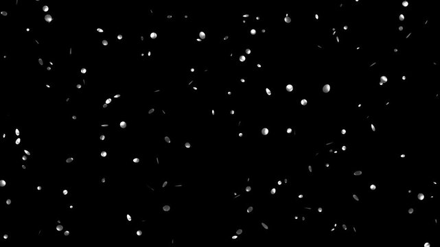 Loop Falling down silver confetti on black background With Matte Channel