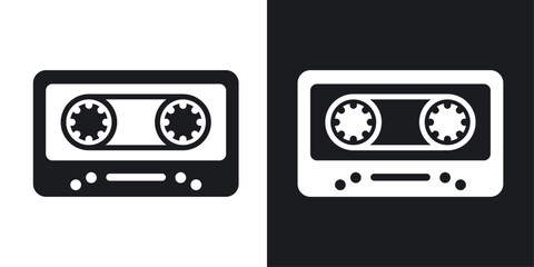 Cassette tape vector icon set in solid style.