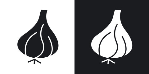 Garlic vector icon set in solid style.