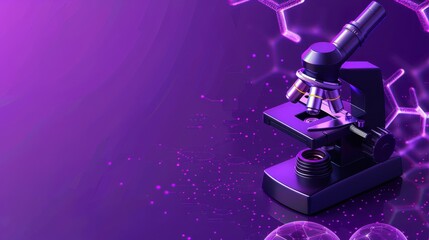 a microscope is shown on a purple background