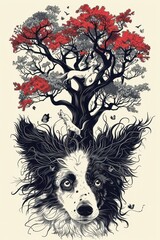 Fototapeta premium a dog with a tree in the background