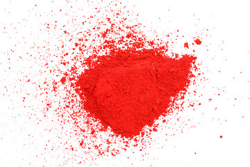Red powder isolated on transparent background.