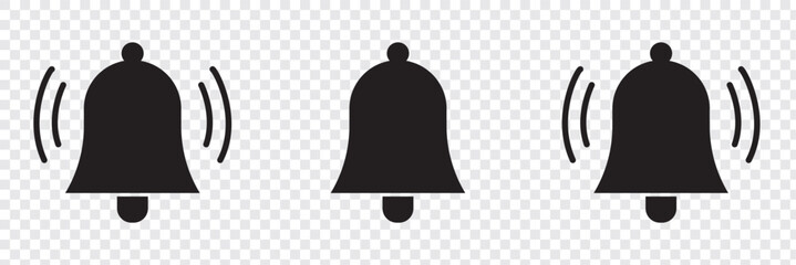 Notification Bell Icon, Subscription Alarm set Vector Illustration. Silhouette and Outline Shape. on transparent back ground. EPS 10.