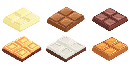 Fototapeta premium Chocolate Bars Hand Drawn Collection: Isolated Hand Drawn Pieces of Chocolate Bars Illustration for Confectionery Art and Design