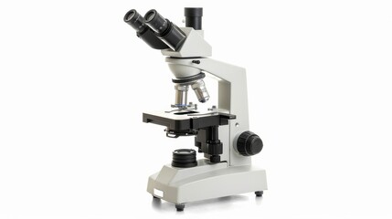 Microscope isolated on a white background Emphasizing the importance of scientific research and discovery in various fields. Scientific fields isolated on white. Photo realistic photo.