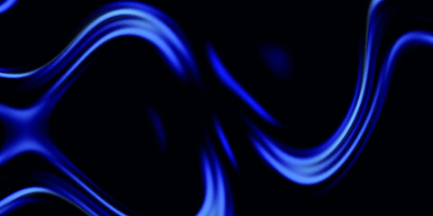 Abstract Blue Waves on Black Background