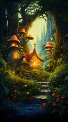 Fototapeta premium Woodland Cottage Scene