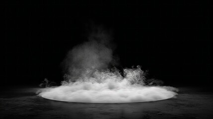 Obraz premium Smoke black ground fog cloud floor mist background steam dust dark white horror overlay. Ground smoke haze night black water atmosphere 3d magic