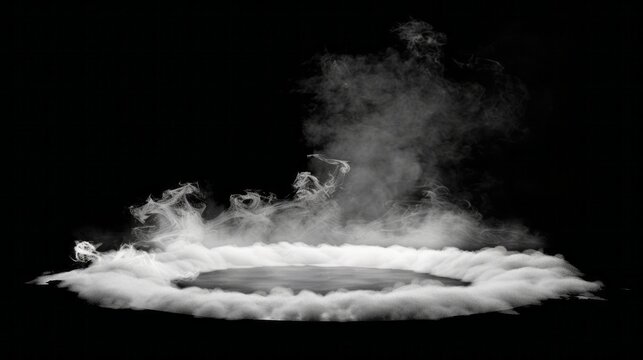 Smoke black ground fog cloud floor mist background steam dust dark white horror overlay. Ground smoke haze night black water atmosphere 3d magic