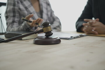 Office or courtroom Legal advisor regarding hammer and law Justice and legal advisors for advice regarding laws and lawsuits to be filed respectively to gain an advantage in litigation