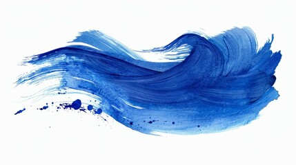 Blue abstract paint stroke background. Artistic blue paint stroke with a wavy shape, isolated on a white background. Ideal for design projects.