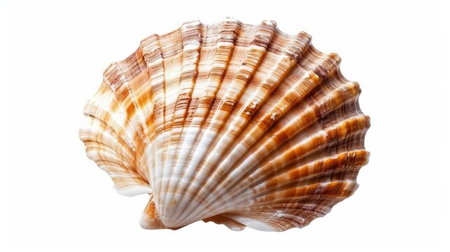 Close up sea shell isolated on white background. Marine life isolated on white. Photo realistic photo.