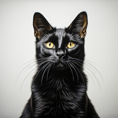 Stunning Portrait of a Black Cat with Yellow Eyes