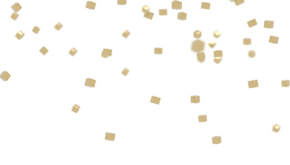 Golden confetti falls on a black background